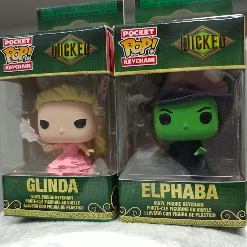 2 Set Wicked Keychain Glinda Keychain Elphaba Keychain Wicked Movie Pocket Pop! - Picture 10 of 13